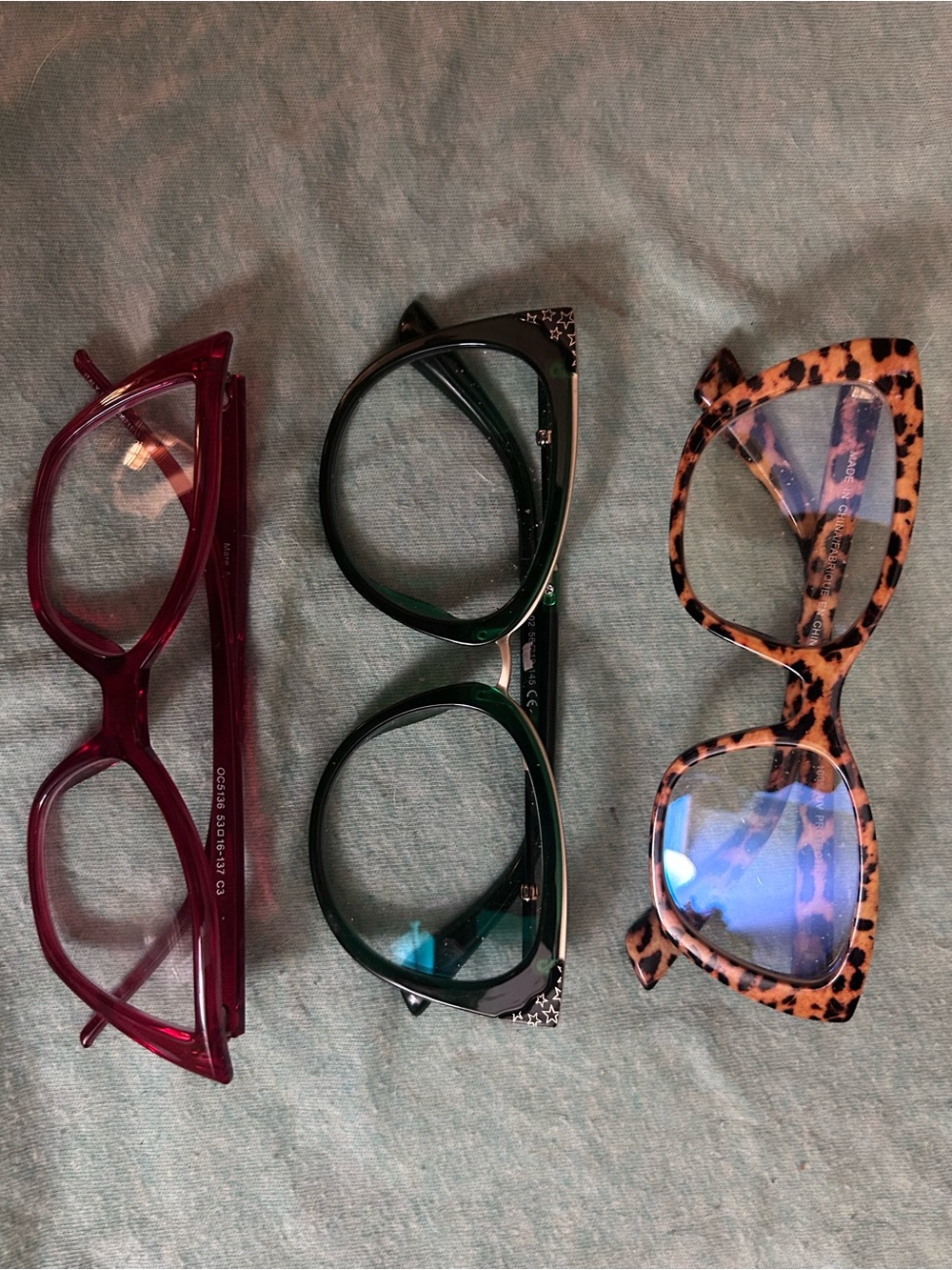 3 pairs women’s blue light glasses. NO PRESCRIPTION IN LENSES